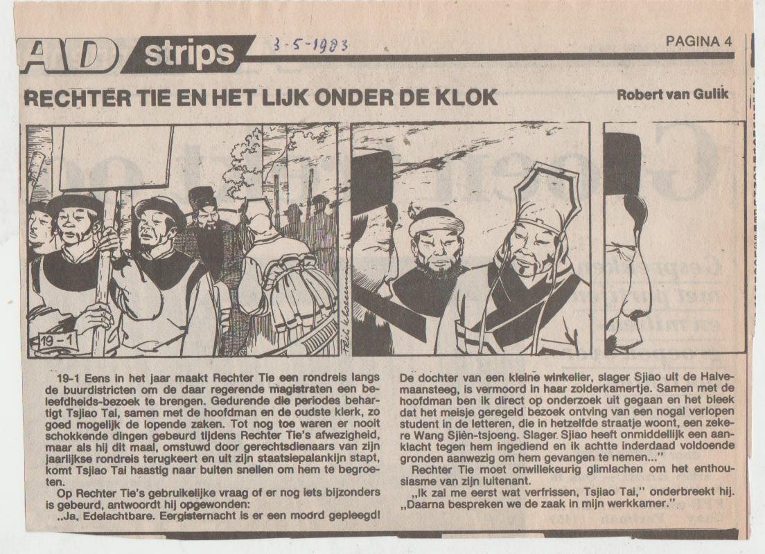  - rechter Tie knipsel-verhaal 19 Algemeen Dagblad jaren '80