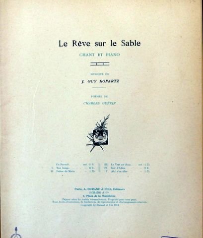 Ropartz, J. Guy: - Le rêve sur le sable