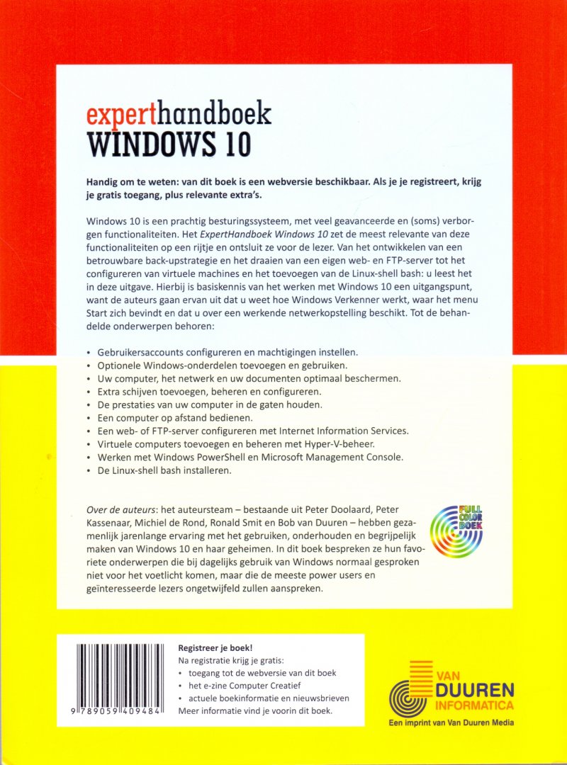 Doolaard, Peter / Kassenaar, Peter / Rond, Michiel de / Smit, Ronald / Duuren, Bob van (ds1310) - Experthandboek Windows 10