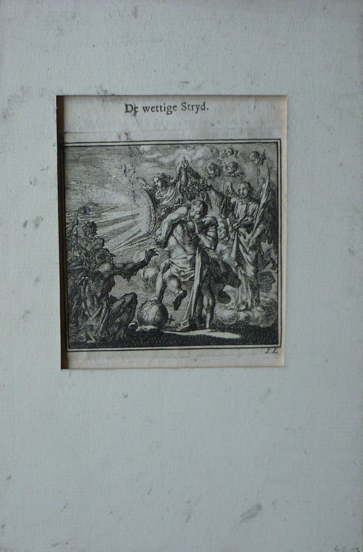 Luyken, Jan - De wettige Stryd. Originele gravure.