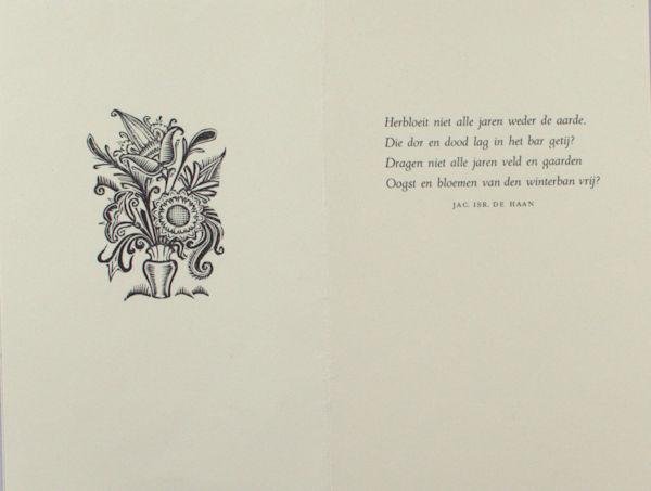 Haan, Jacob Israël de. - 'Herbloeit niet alle jaren weder de aarde...'
