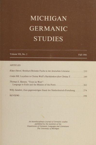 Düwel, Klaus. - Rienhart/Reineke Fuchs in der deutschen Literatur.