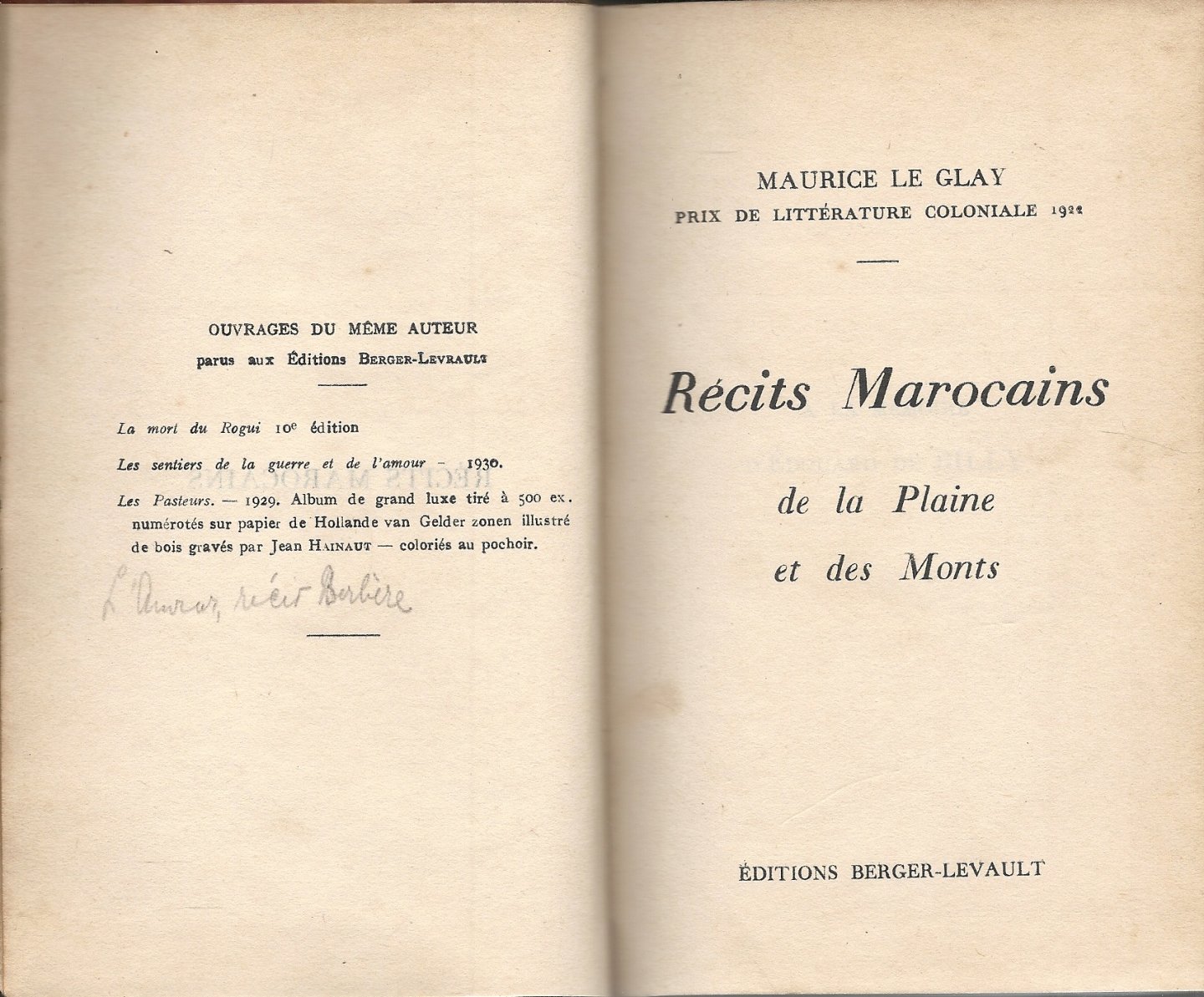Glay, Maurice le - Récits Marocains de la Plaine et des Monts