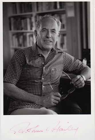 HAILEY, Arthur - Original photo, signed in orange felt-tip pen.