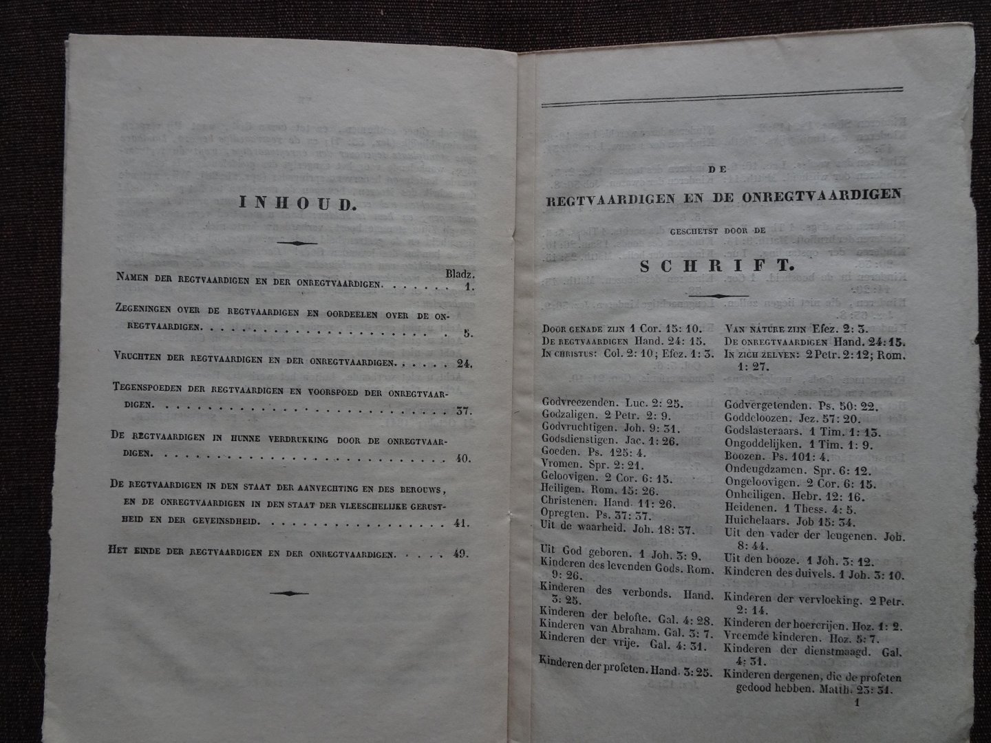 (Schimsheimer, J.F.) - DE REGTVAARDIGEN EN DE ONREGTVAARDIGEN geschetst door de Schrift