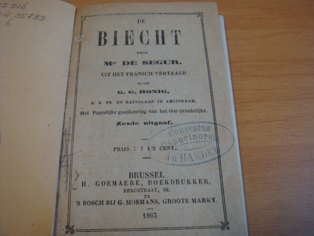 Honig, G.G - De biecht door M de Segur