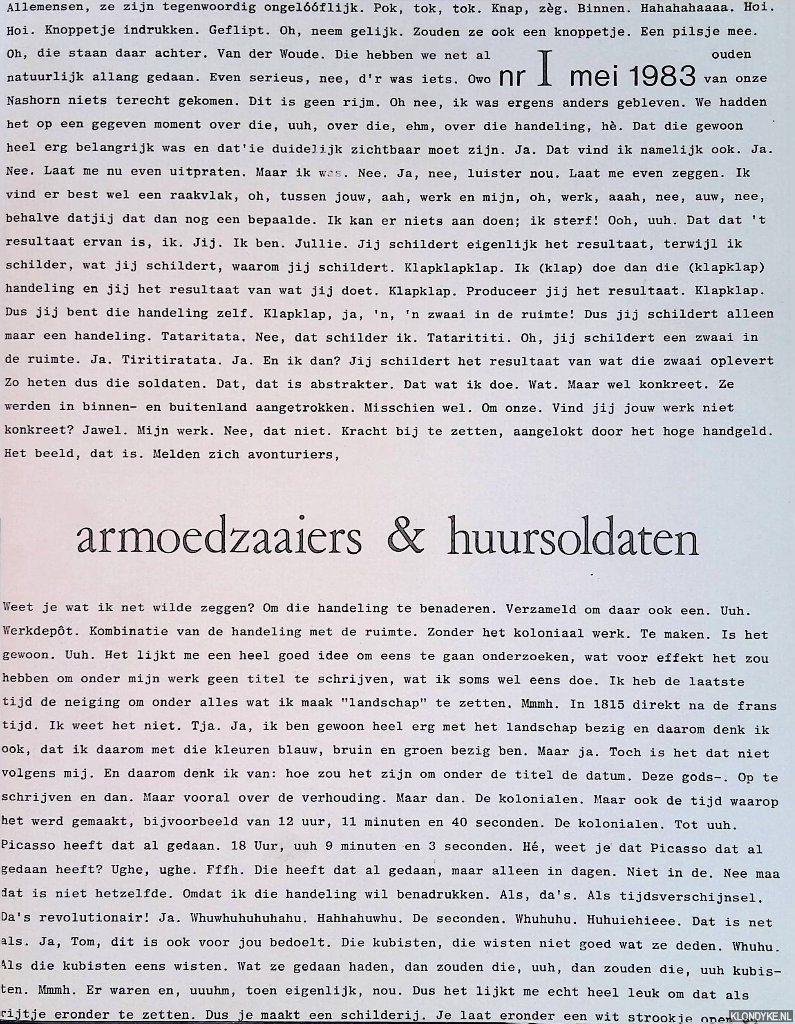 Redactie - Armoedzaaiers & huursoldaten, Nr I mei 1983