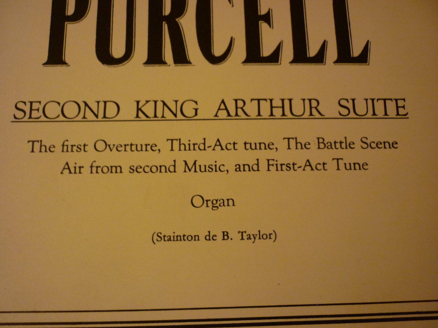 Purcell; Henry  (1659-1695) - The first overture to "King Arthur"- Organ (Stainton de B. Taylor)