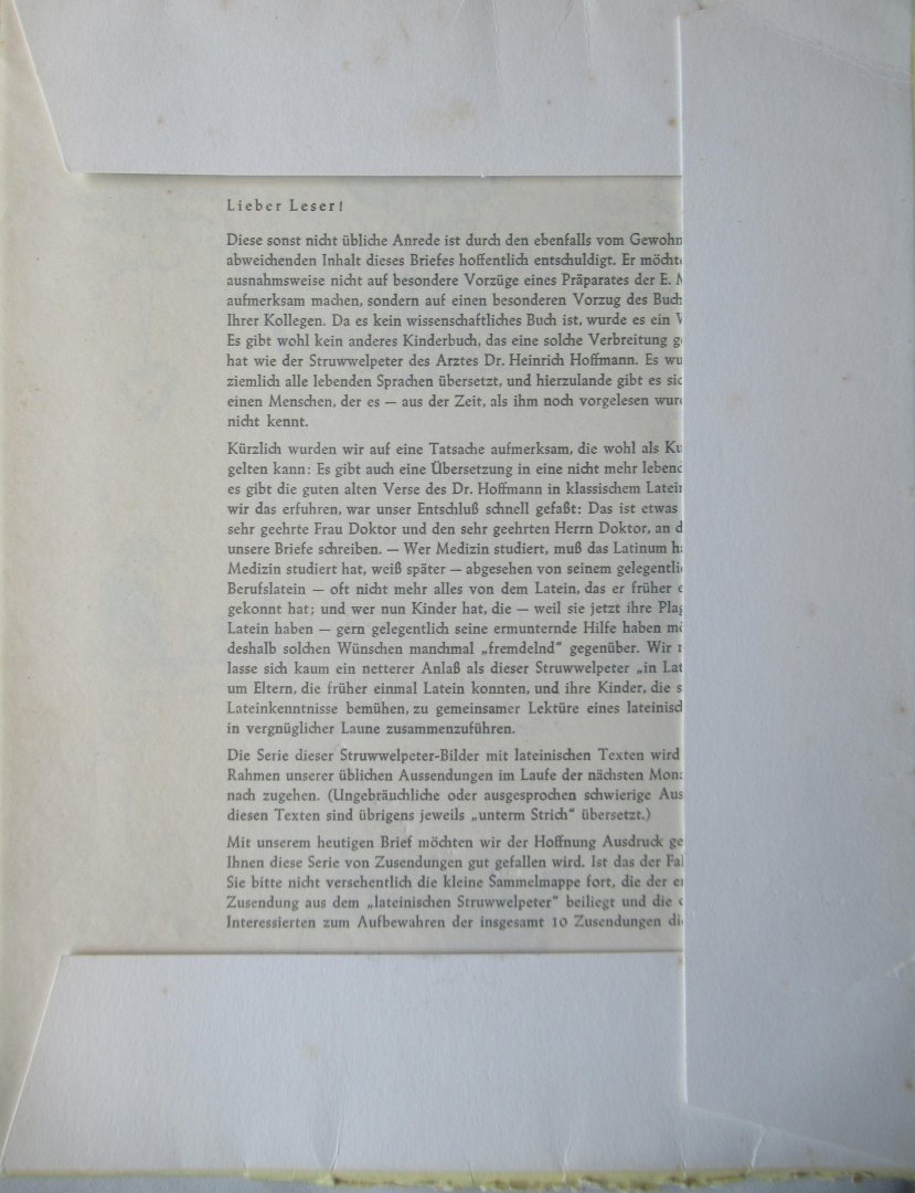 Hoffmann, Henricus - Petrulus Hirrutus. ('Der Struwwelpeter'). In sermonem latinum translatus ab E. Bornemann.