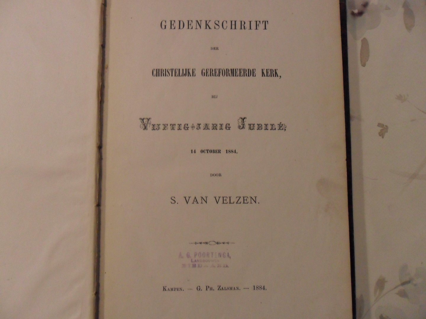 Velzen S. van - Gedenkschrift