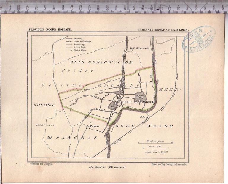 Kuyper Jacob. - Broek op Langedijk.  Map Kuyper Gemeente atlas van Noord Holland