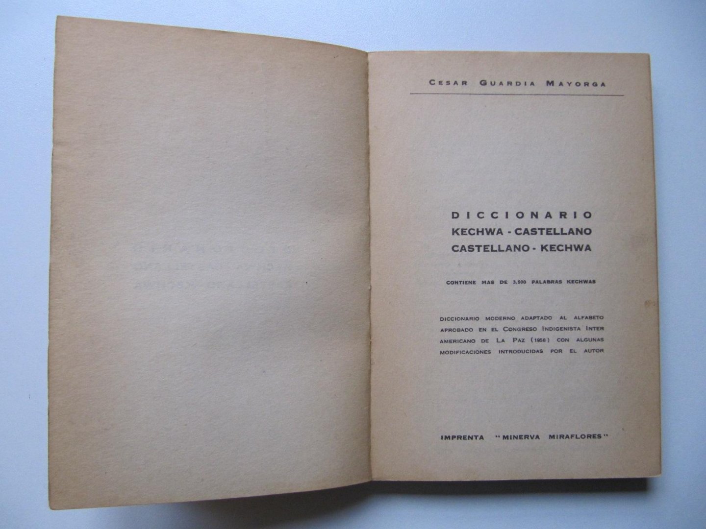 Cesar Guardia Mayorga - Diccionario Kechwa - Castellano / Castellano - Kechwa
