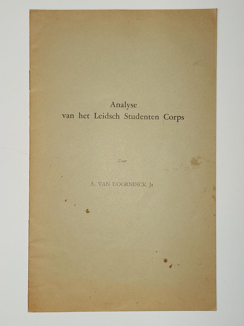 Doorninck Jr., A. van - Analyse van het Leidsch Studenten Corps