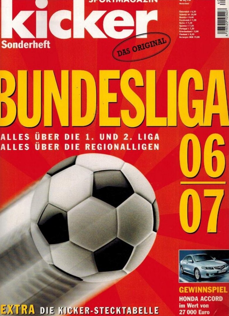 Kicker - Kicker Sonderheft: Bundesliga 2006/2007 -+ DVD zur neuen Saison