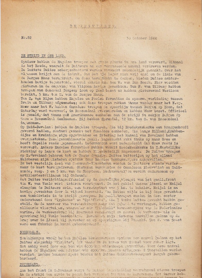 pamflet/2e wereldoorlog - De Wegwijzer  No. 82  -  30 October 1944