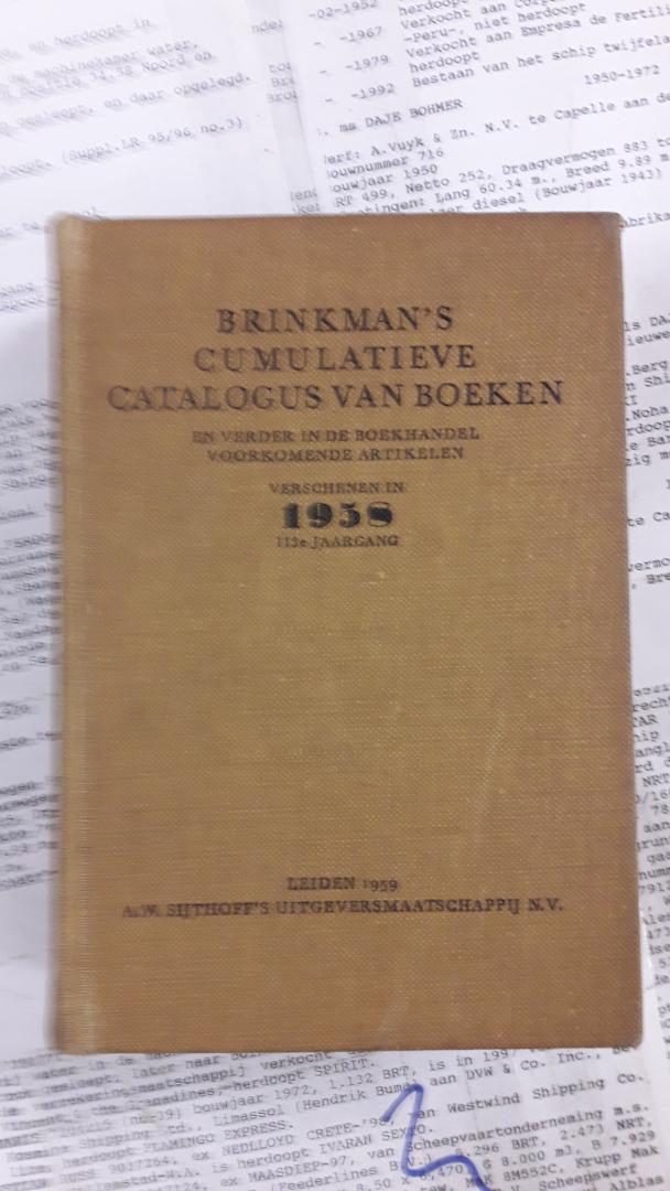 Redactie - Brinkman`s cumulatieve catalogus van boeken 1958 - 113e jaargang