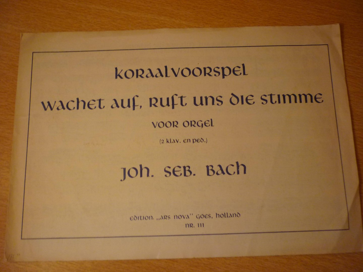 Bach J.S. (1685 – 1750) - Koraalvoorspel: 'Wachet auf, ruft uns die stimme'; voor orgel