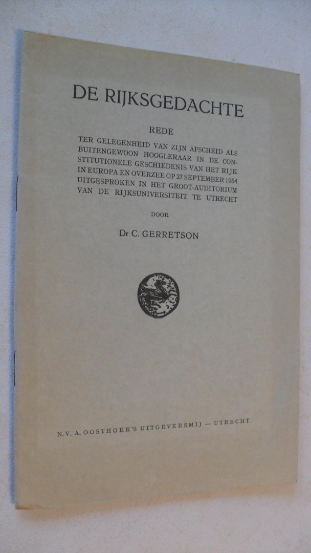 Gerretson Dr. C. - DE RIJKSGEDACHTE ~ REDE  ~