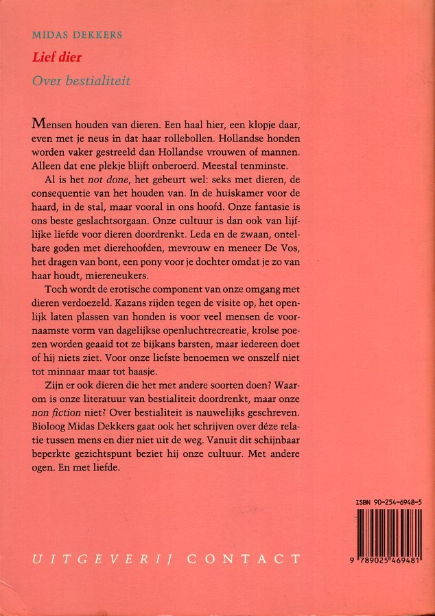 Dekkers, Midas - Lief dier. Over bestialiteit.
