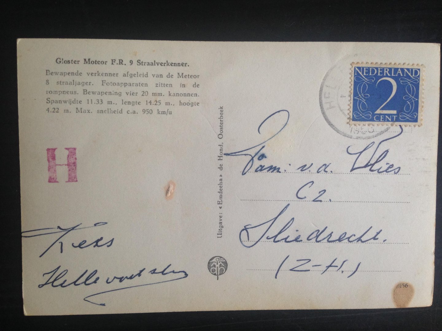  - Gloster Meteor F.R.9 Straalverkenner, Gelopen kaart