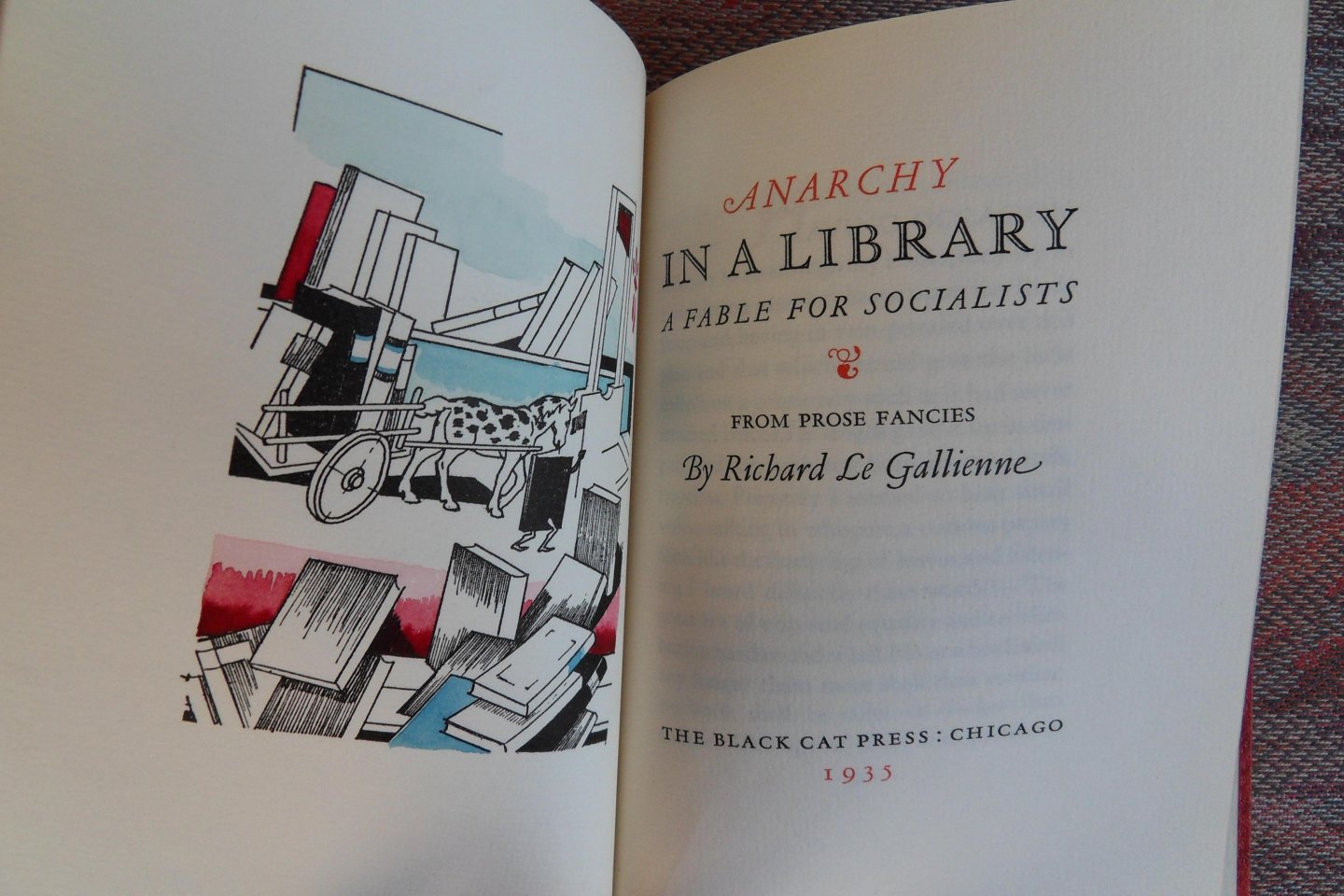 Gallienne, Richard le. - Anarchy in a Library. - A Fable for Socialists. [ Only 100 copies printed ].