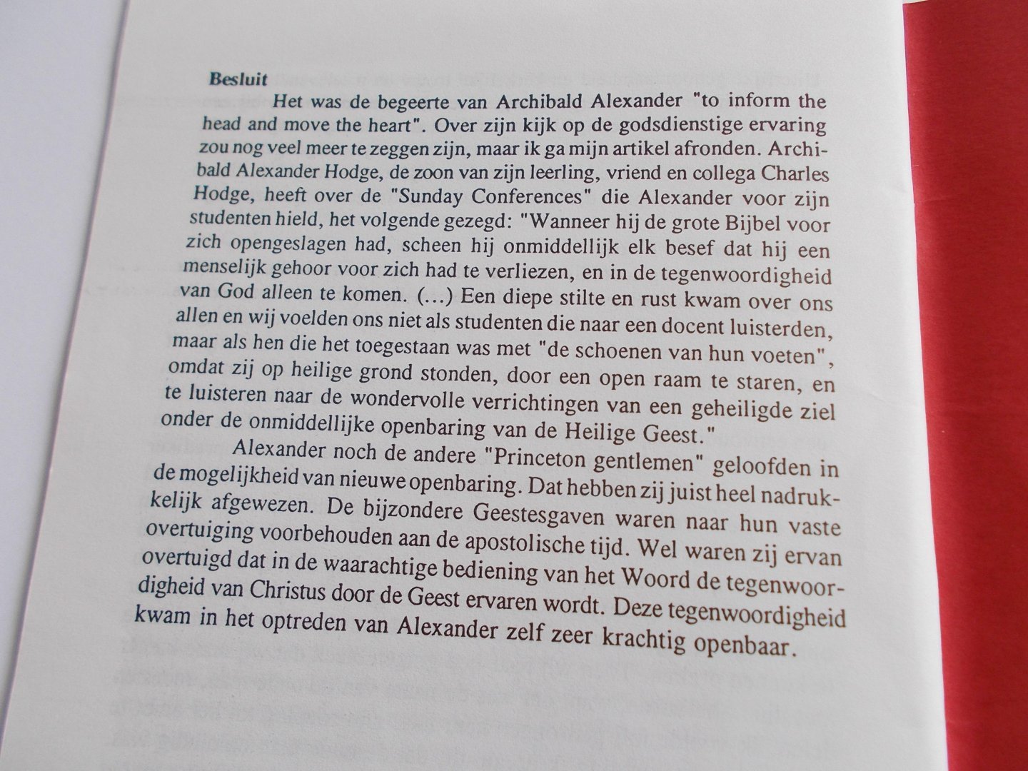 De Vries, Ds p. - OPHEUSDEN - Archibald Alexander en zij gedachten over Religieuze ervaring