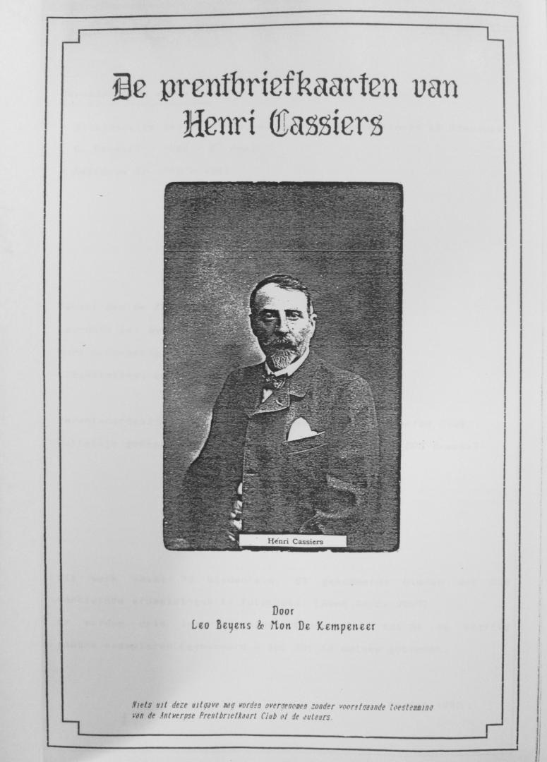 Leo Beyens, Mon de Kempeneer - De prentbriefkaarten van Henri Cassiers  (fotokopie zwart/wit van originele editie), beperkte oplage
