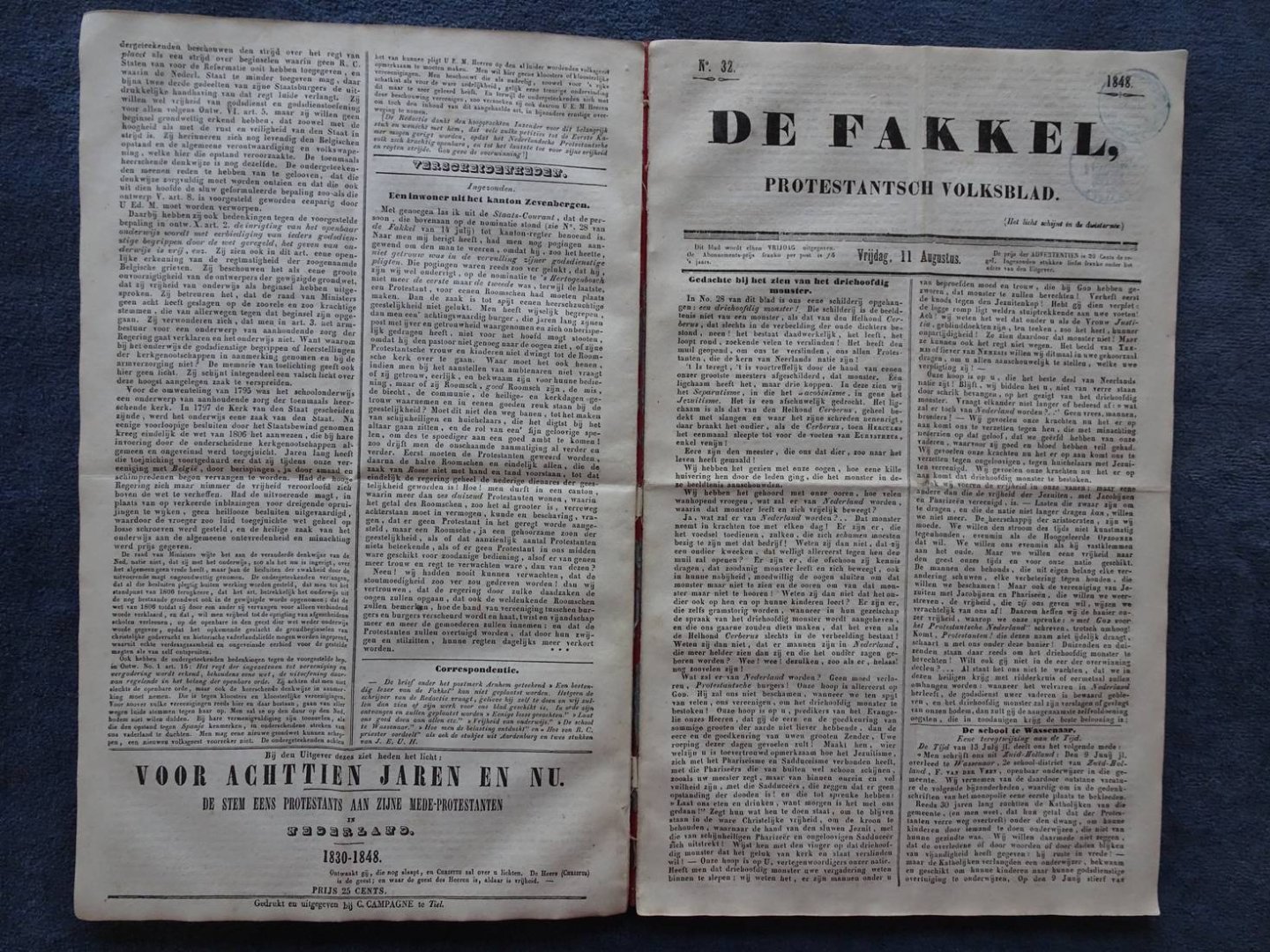 N.n.. - De Fakkel,Protestantsch volksblad.