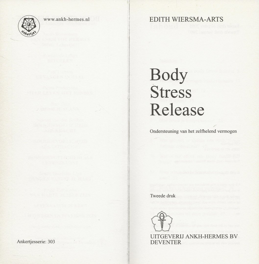 Wiersma-Arts, Edith. - Ankertjesserie Body stress release   Ondersteuning van het zelfhelend vermogen