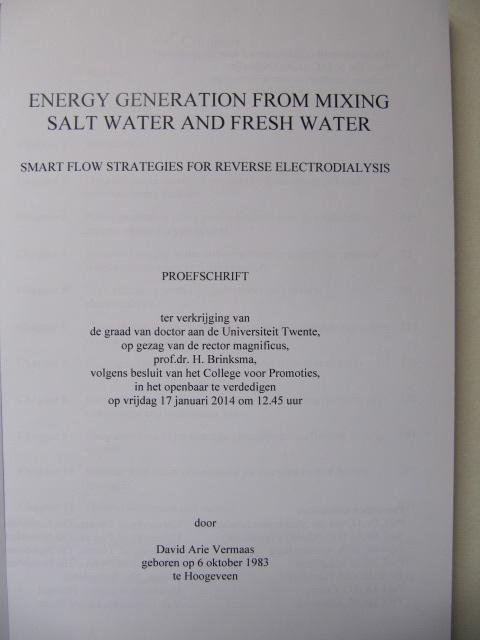 David Vermaas - Energy generation from mixing salt water and fresh water