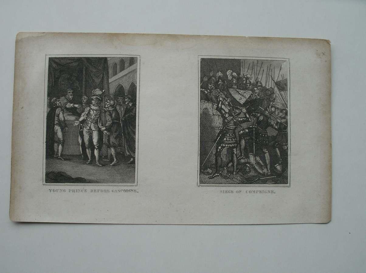 antique print (prent) - Young prince before Gascoigne. Siege of Compiegne.