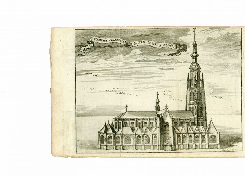 Harrewijn, Jacob - L'Eglise Collegiale de Notre Dame A Breda. Originele kopergravure