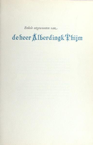 Deyssel, Lodewijk van. - Enkele eetgewoonten van de heer Alberdingk Thijm.