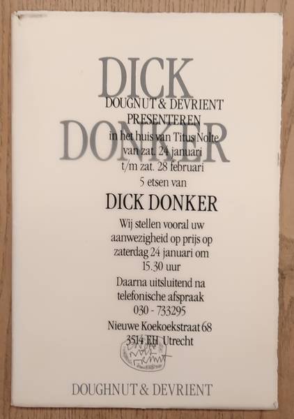 DONKER, DICK. - Dick Donker. Vijf etsen.