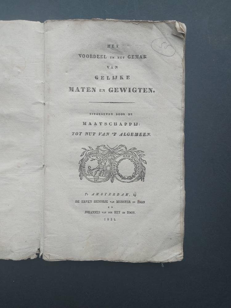 Maatschappij Nut van het Algemeen - Het voordeel en het gemak van geljike maten en gewigten