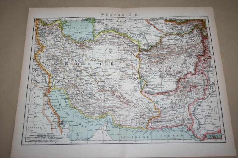  - 2 oude kaarten West-Azië (oa Perzië, Afghanistan enz) - circa 1905