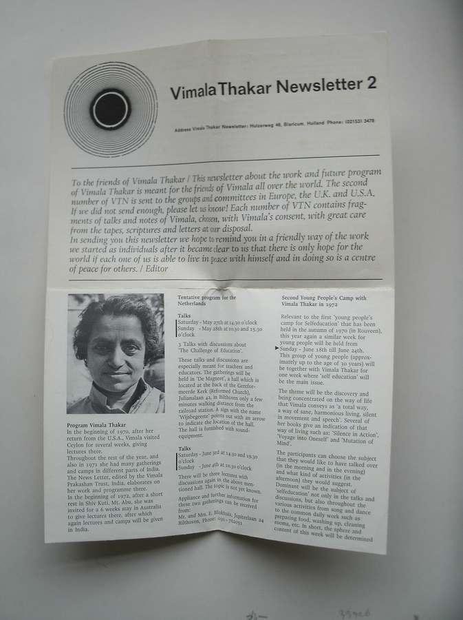 THAKAR, VIMALA, - Vimala Thakar newsletter 2.