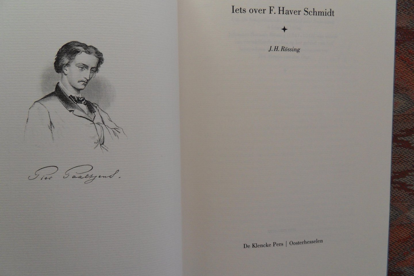 Rössing, J.H. - Iets over F. Haver Schmidt. [ Genummerd ex. 9 / 24 ].