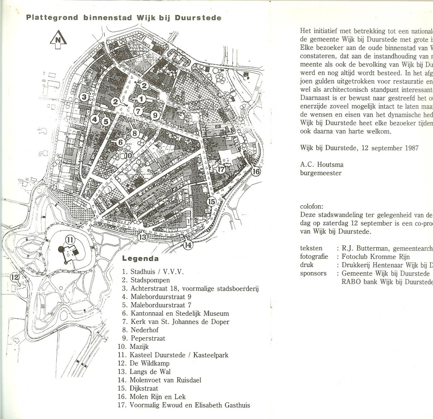 Butterman R.J  .. Voorwoord  A.C. Houtsma  Burgemeester - Wijk bij Duurstede, monumenten wandeling, met foto's
