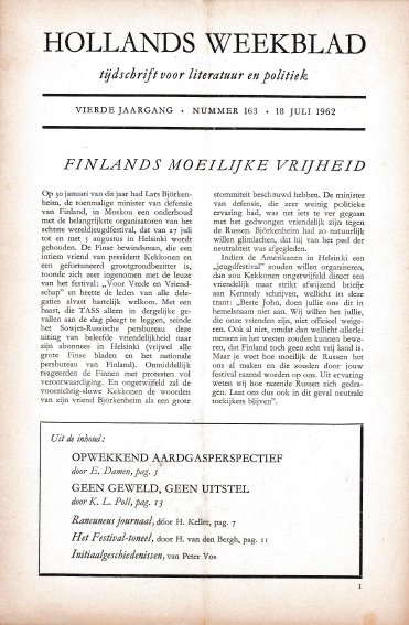 K.L. Poll (redactie) - Hollands Weekblad, vierde jaargang, nummer 163, 18 juli 1962