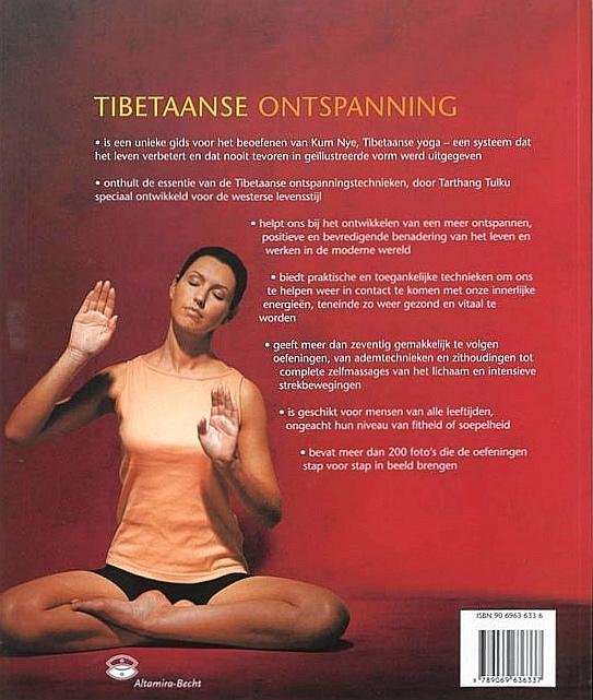 Tulku , Tarthang . [ ISBN 9789069636337 ] 2019 - Tibetaanse Ontspanning . ( Kum Nye: massage en beweging . ) Tibetaanse ontspanning brengt de lezer in contact met Kum Nye, een holistisch genezingssysteem uit het Tibetaans boeddhisme dat door lama Tarthang Tulku dertig jaar geleden in het Westen -