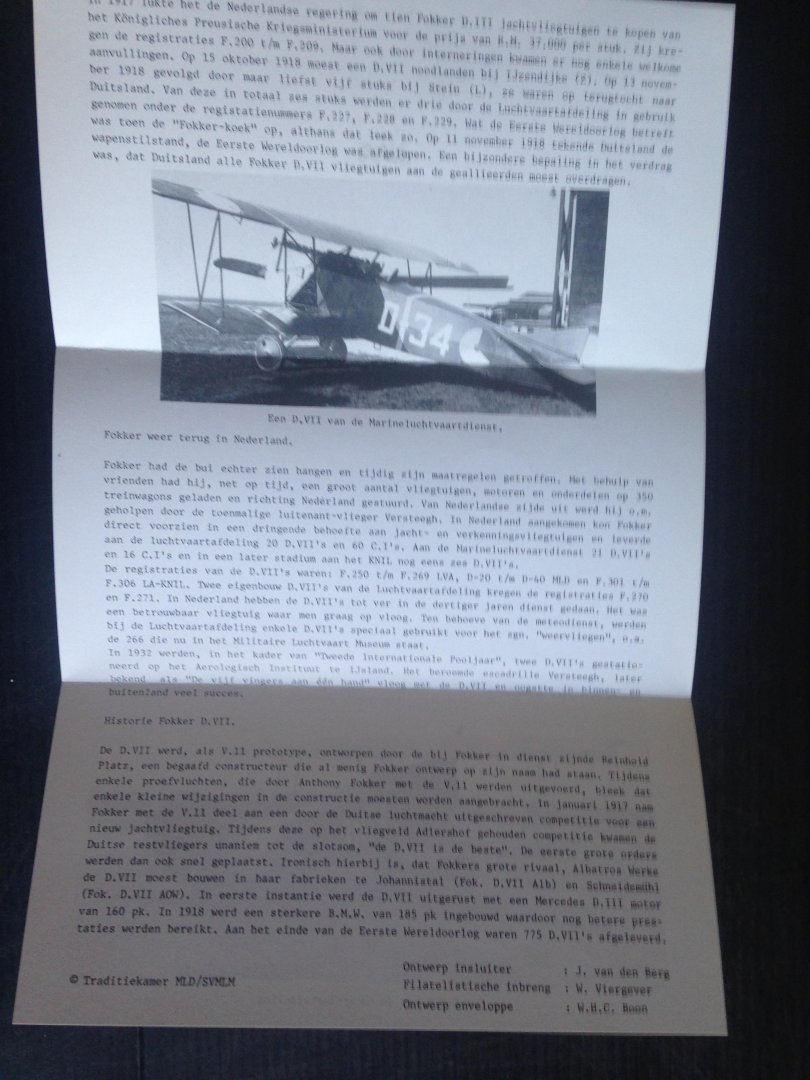  - Eerstedag envelop Soesterberg Fokker D-VII nr 266, 1988