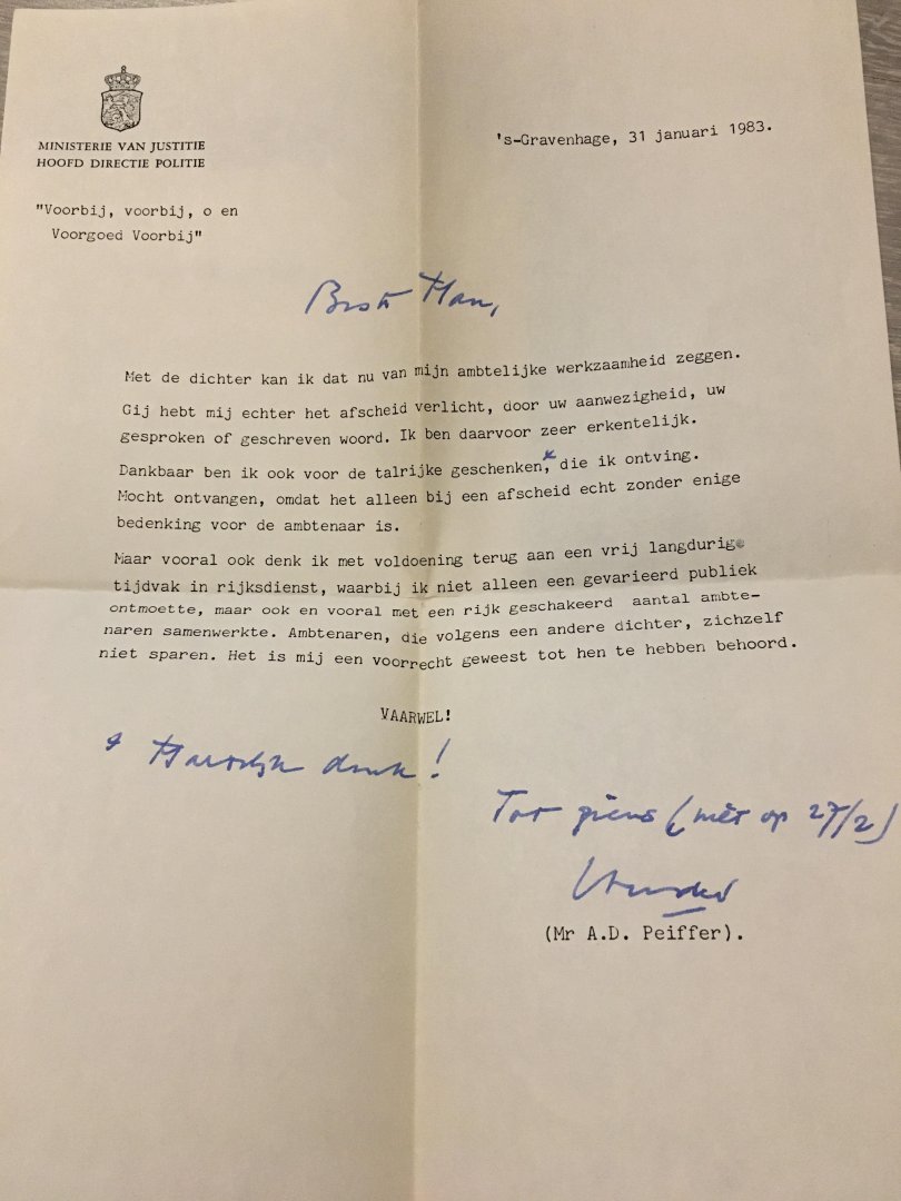 W.F.K.J.F. Frackers - Herinnering aan Pfeiffer