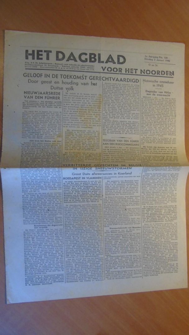 Redactie - Dagblad voor het Noorden. 1e jaargang No. 130 Dinsdag 2 januari 1945 (origineel)