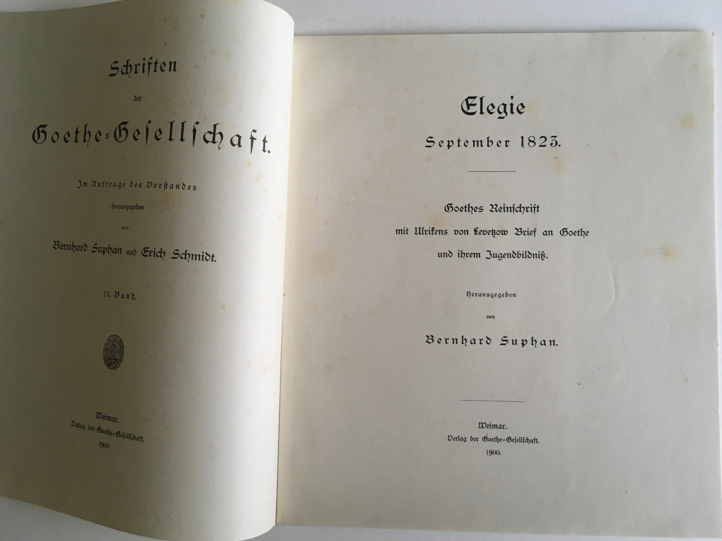 Suphan, Bernhard - Elegie September 1823.