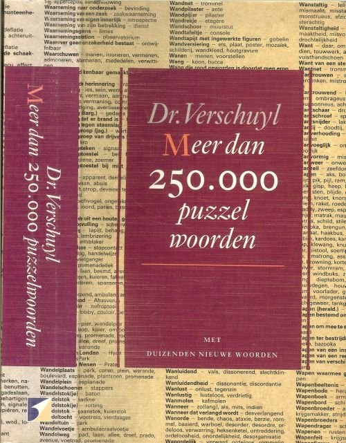 Verschuyl Dr.  Omslag Nico Richter  Aan de rubrieken werd mede werking verleend door Lucien  Baets - Meer dan 250.000 puzzelwoorden