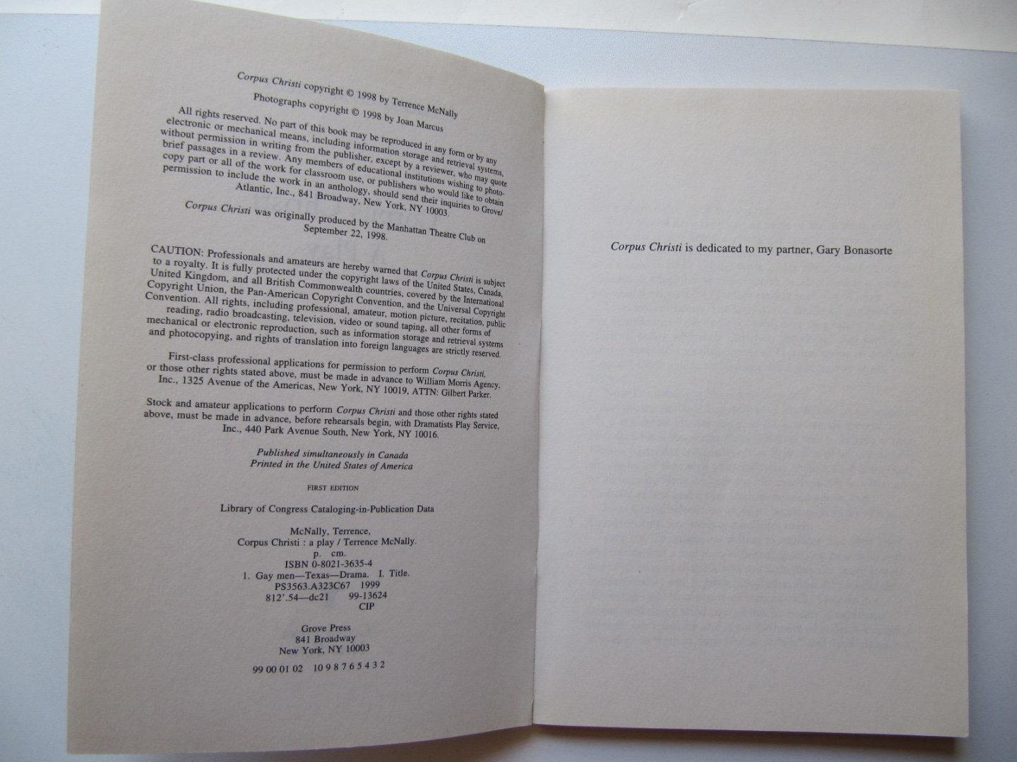 McNally, Terrence - Corpus Christi / A Play