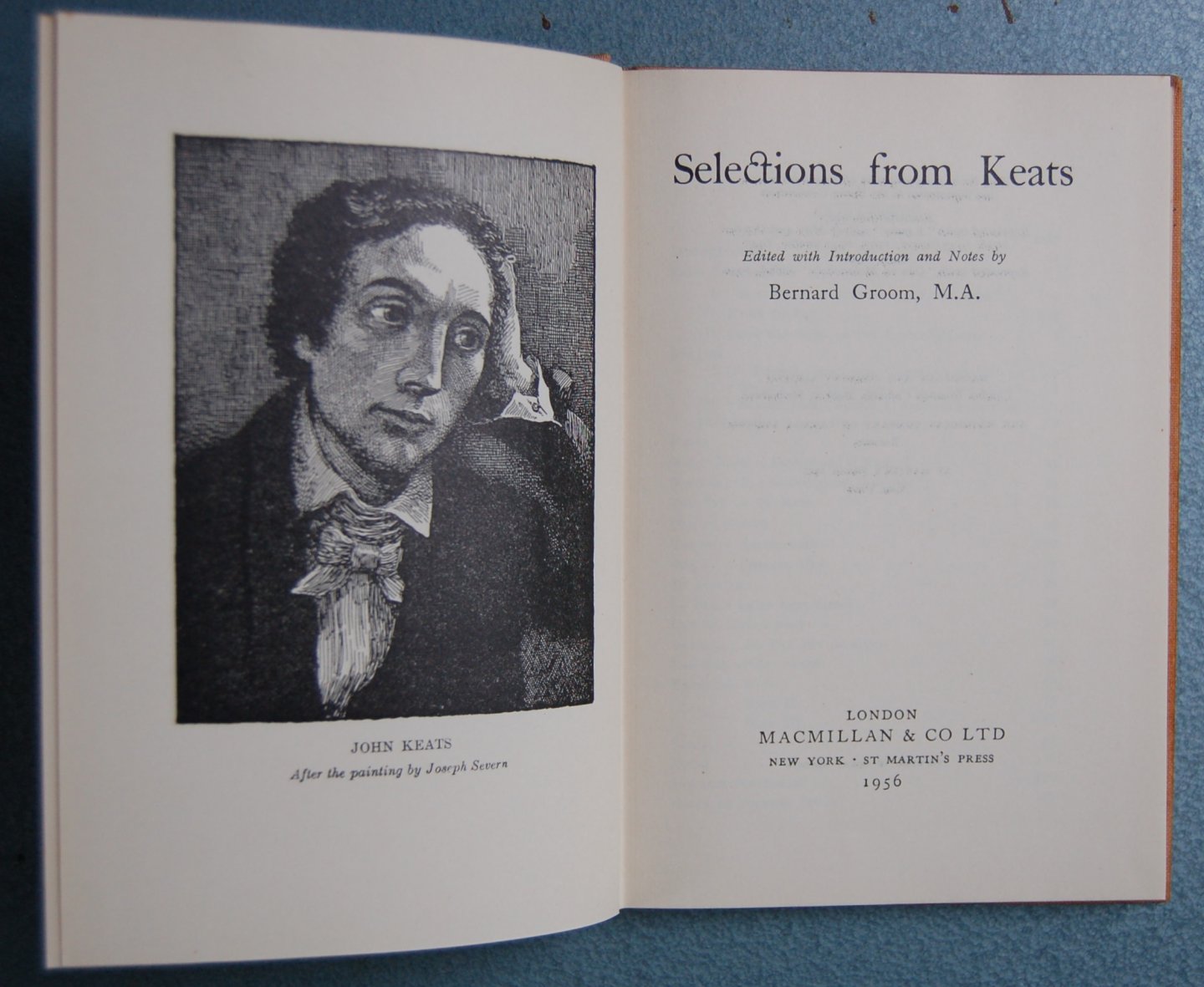 Keats, John  / Groom, Bernhard (Introduction and notes) - selections from Keats