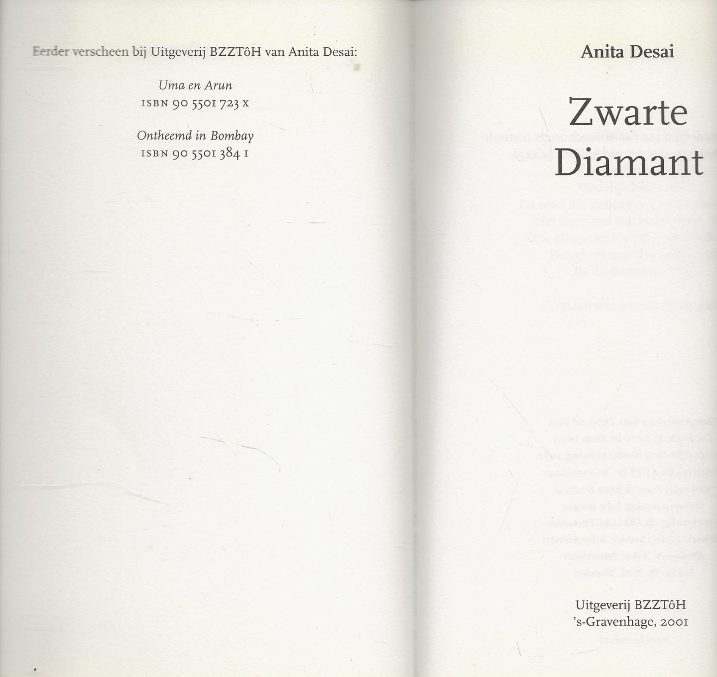 Anita Desai,  Vertaling  Frans & Joyce Bruning  Ontwerp omslag Julie Bergen - Zwarte Diamant