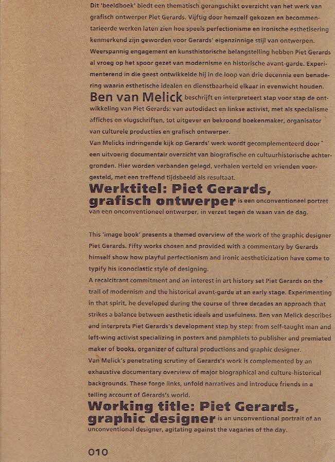 GERARDS, Piet - Ben van MELICK - Werktitel: Piet Gerards, grafisch ontwerper / Working title: Piet Gerards, graphic designer.